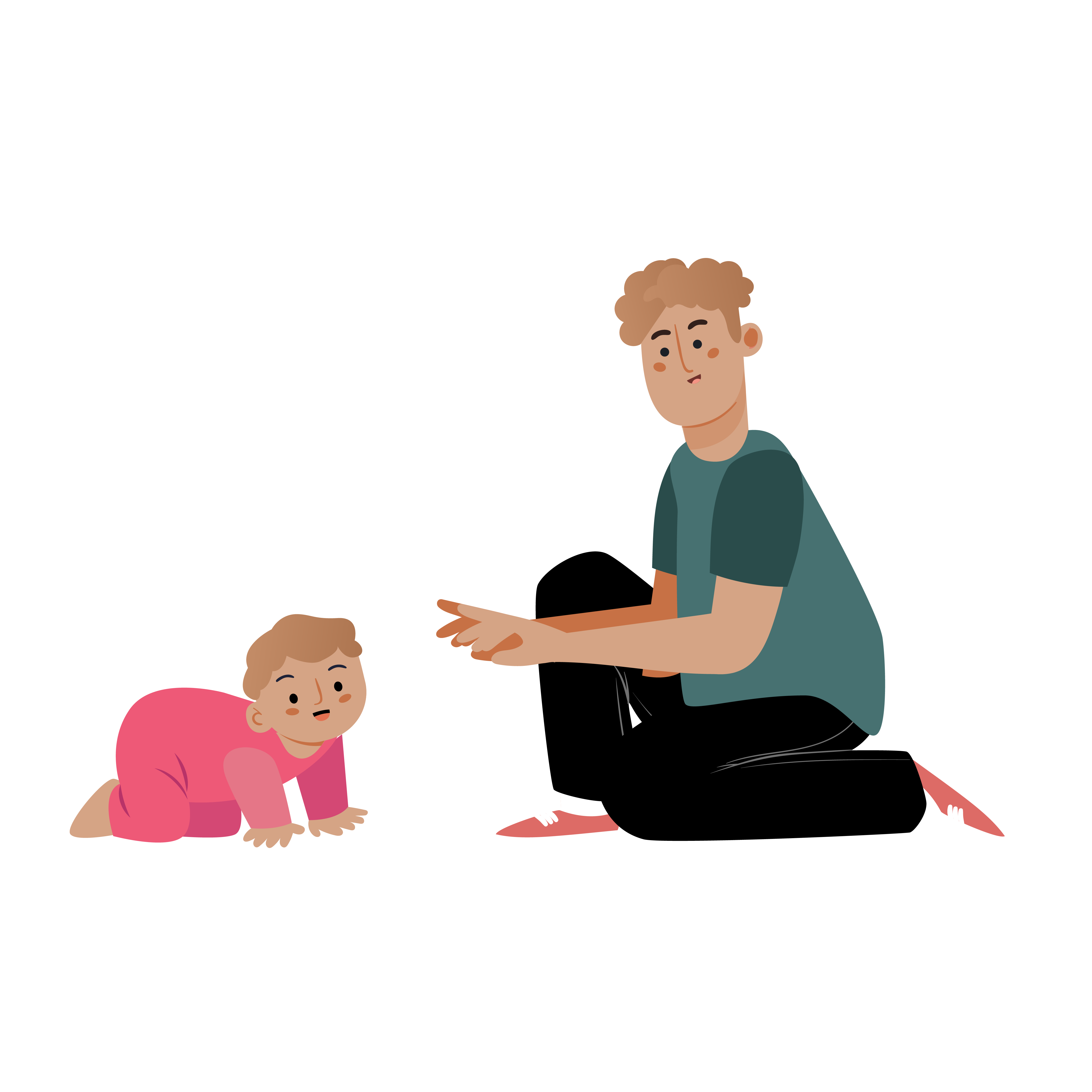 child crawling to parent